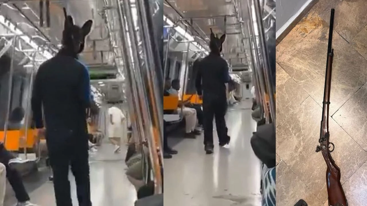 Tavşan Kostümlü ve Oyuncak Tüfekli Genç