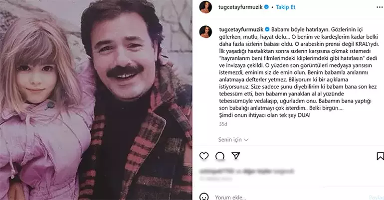 Tuğçe Tayfur Babasına Özlem Dolu Mesajını Paylaştı