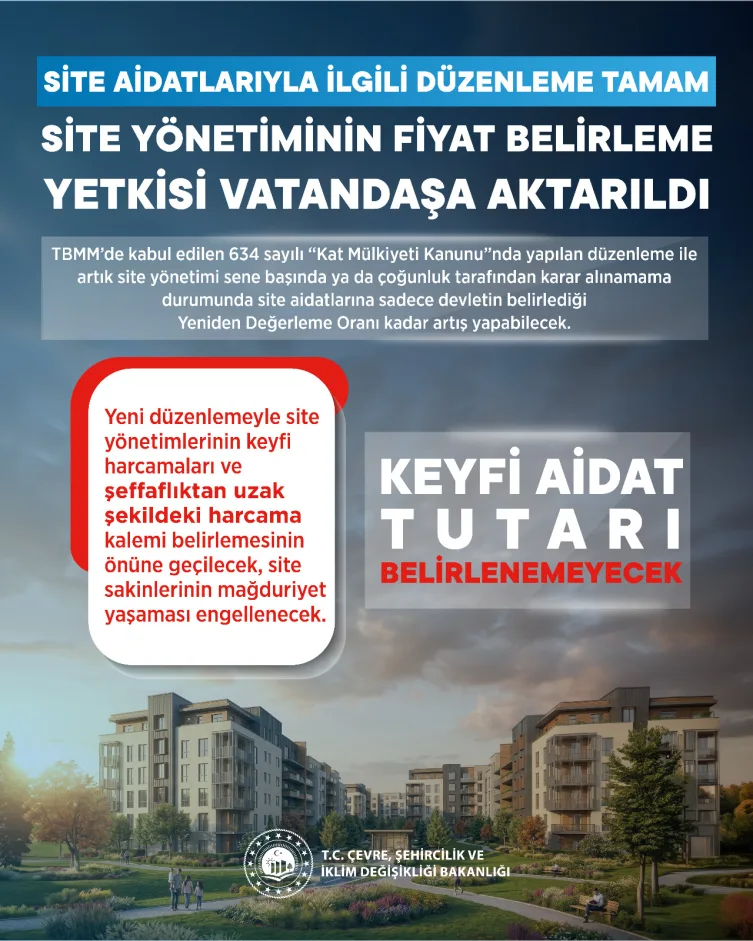 Site Aidatlarında Yeni Dönem