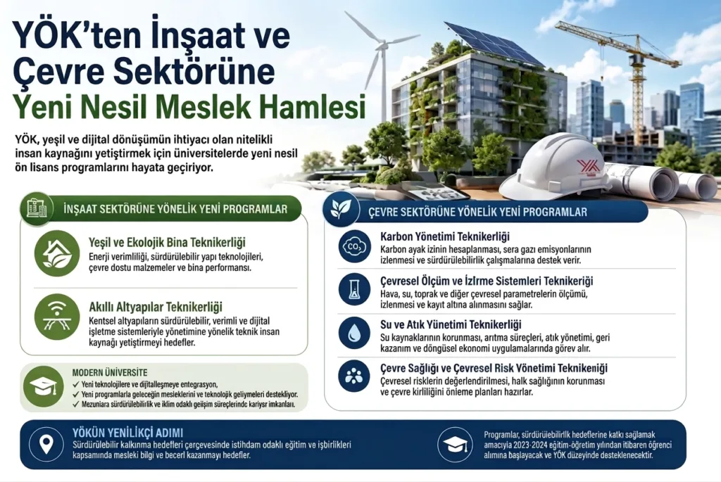 YÖK’ten İnşaat ve Çevre Sektörüne Yeni Nesil Meslekler