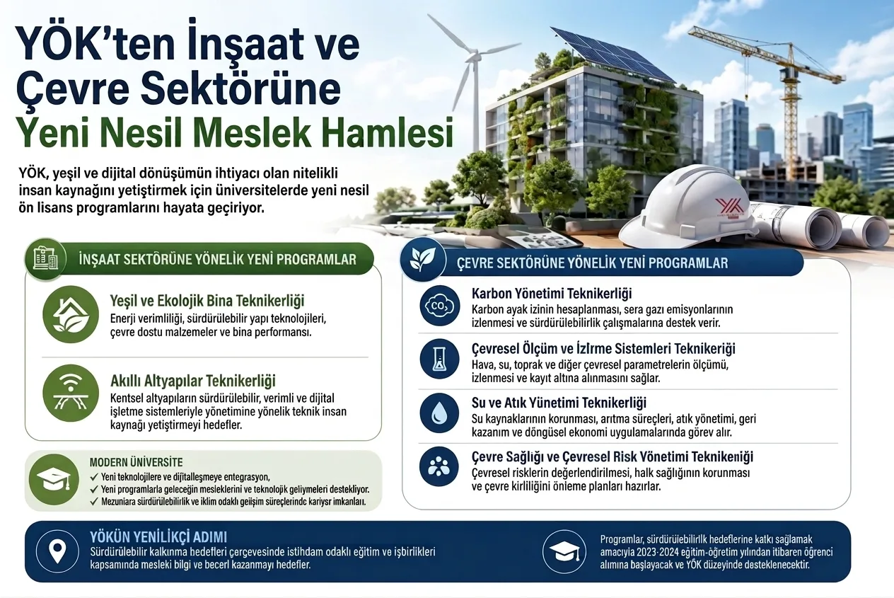 YÖK’ten İnşaat ve Çevre Sektörüne Yeni Nesil Meslekler