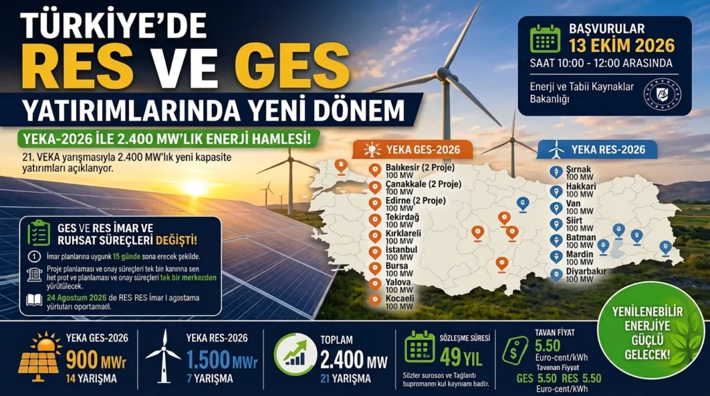 Yeni RES-GES Ruhsat Yönetmeliği ve YEKA 2026 Yarışmaları