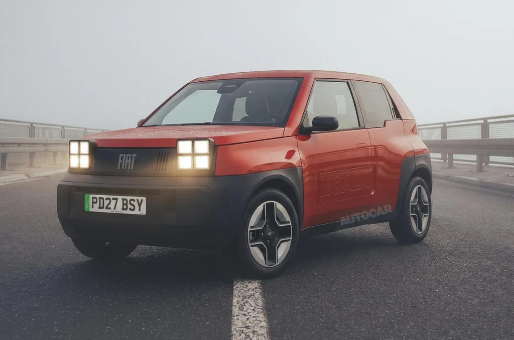 Panda esintili küçük Fiat elektriklisi için hazırlanan tahmini çizim; resmi seri üretim tasarımı değildir