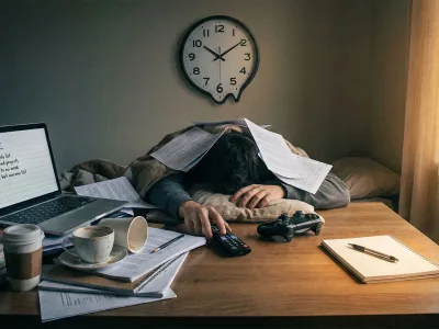 Erteleme Hastalığı: Procrastination ile Başa Çıkma Yolları konusu için kapak görseli yap, yazı olmasın