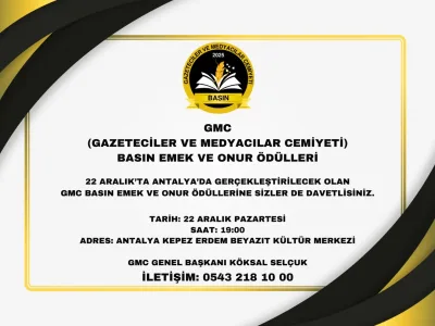 GMC Basın Emek ve Onur Ödülleri Antalya’da Başlıyor