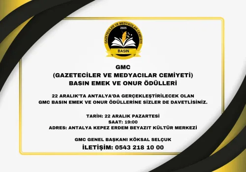 GMC Basın Emek ve Onur Ödülleri Antalya’da Başlıyor