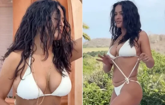 Salma Hayek, Havuz Kenarında Beyaz Bikinisiyle Dans Etti
